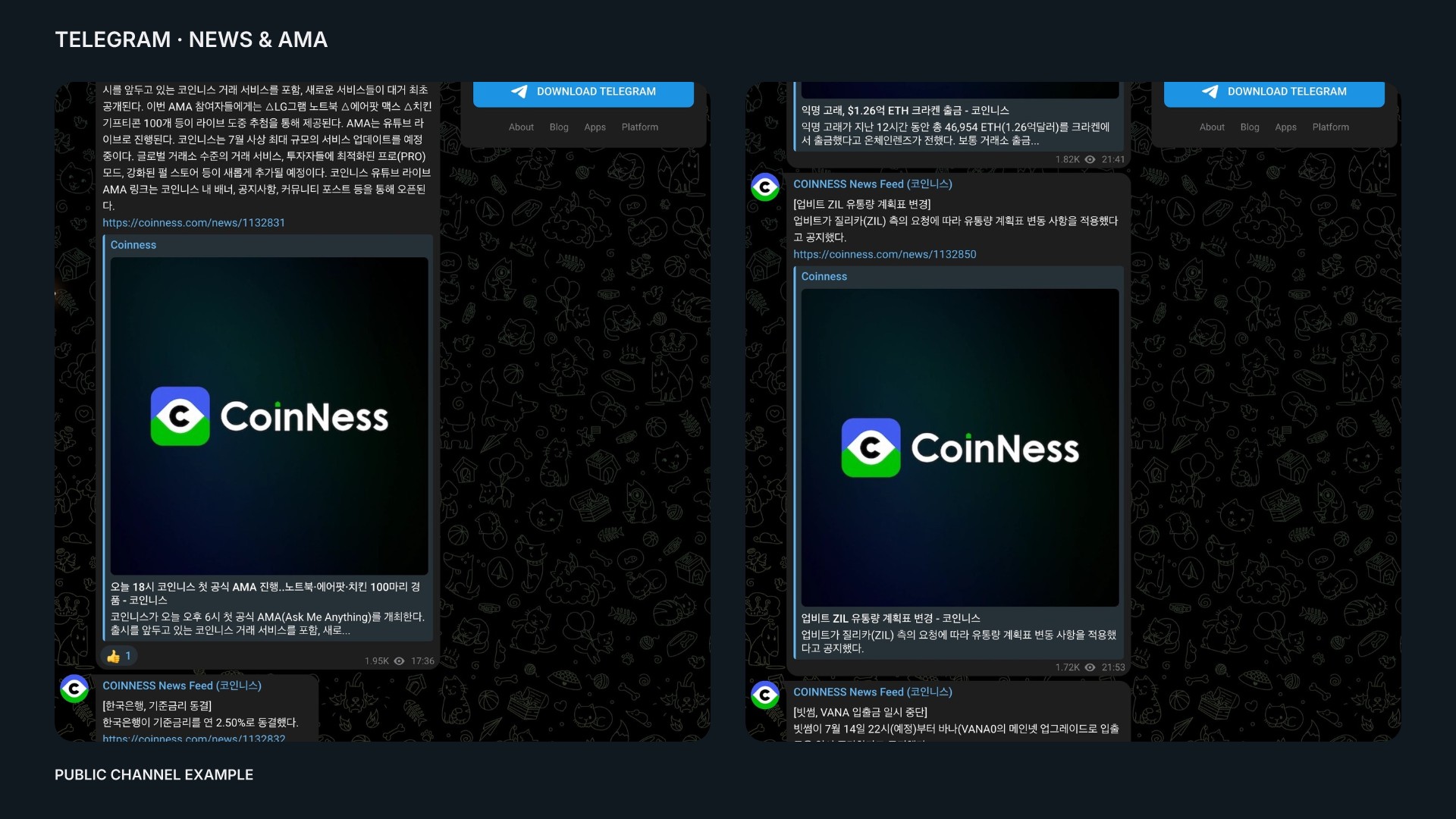 CoinNess public Korean news feed on Telegram